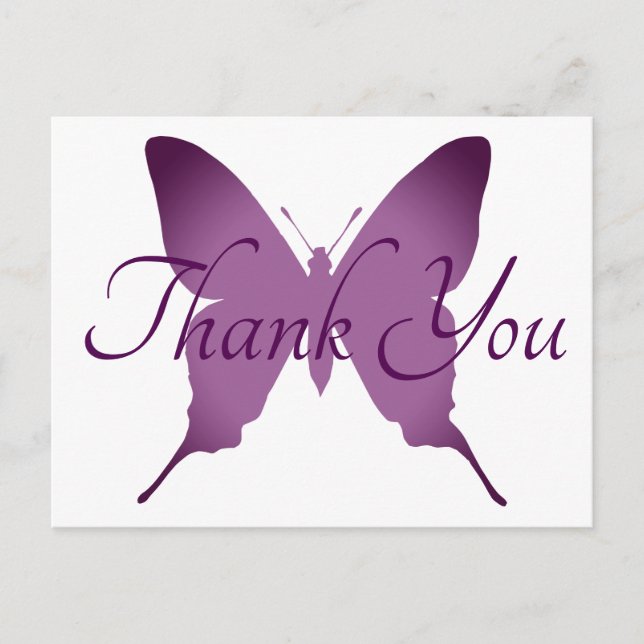Carte Postale Papillon silhouette ombre violet Merci (Devant)