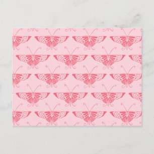 Carte Postale Papillon stylisé Art Déco - rose corail