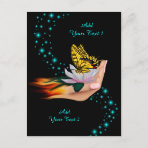 Carte Postale Papillon sur Lotus en Fleur
