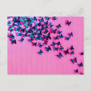 Carte Postale Papillons Bleus Rose Beaux