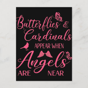 Carte Postale Papillons & Cardinaux Apparaissent Quand Angel Est
