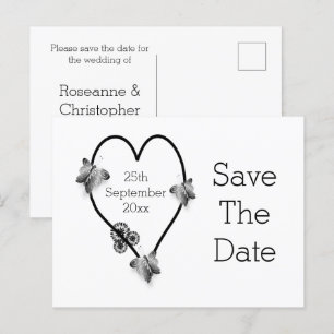 Carte Postale Papillons Coeur Noir Et Blanc Enregistrer La Date