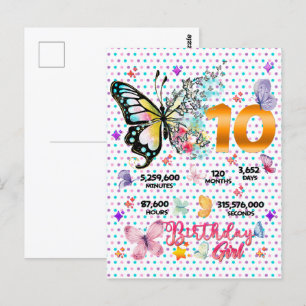 Carte Postale Papillons Double Chiffres 10 ans Papillons vieux 