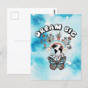 Carte Postale Papillons et champignons Rêve Big positif inspo
