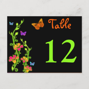 Carte Postale Papillons et fleurs de néon Numéro de tableau Cart