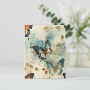 Carte Postale Papillons et fleurs Vintages colorés (7)