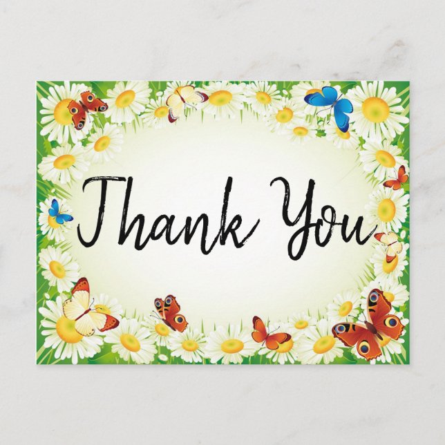 Carte Postale Papillons et marguerites (Devant)