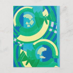 Carte Postale Papillons Jazz Pochoir Art Déco vintage