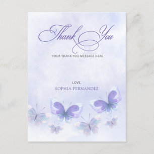 Carte Postale Papillons pourpres Quinceanera Merci