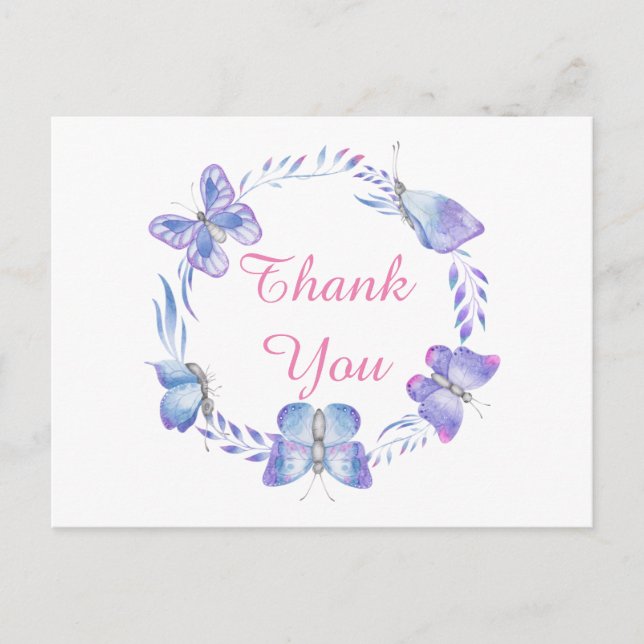 Carte Postale Papillons ronds Classy Merci Avec Enveloppes (Devant)
