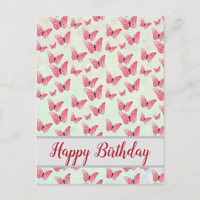 Carte Postale papillons roses (Devant)