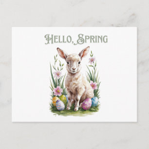 Carte Postale Pâques Aquarelle, Oeufs et Fleurs