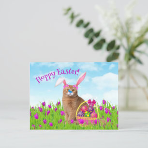 Carte Postale Pâques Bunny Chat Printemps
