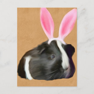 Carte Postale Pâques Cochon De Guinée Noir Et Blanc