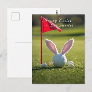 Carte Postale Pâques de golf avec balle de golf sur gazon vert