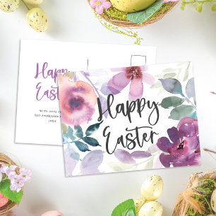 Carte Postale Pâques Floral Aquarelle Moderne Élégant