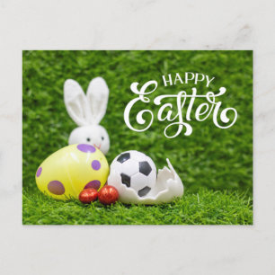Carte Postale Pâques vacances avec balle de football Pâques Bunn