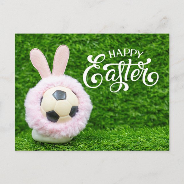 Carte Postale Pâques vacances avec balle de football Pâques Bunn (Devant)
