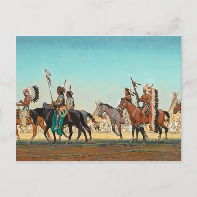 Carte Postale Parade des guerriers par Maynard Dixon (Devant)