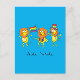 Carte Postale Parade gay pride Lions LGBTQ Gros Chats