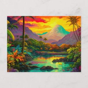 Carte Postale Paradis tropical de l'île colorée