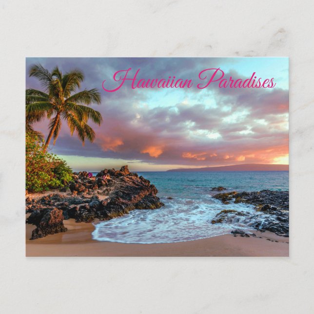 Carte Postale Paradis tropical Hawaiian Palm Tree Sandy Beach Pa (Devant)