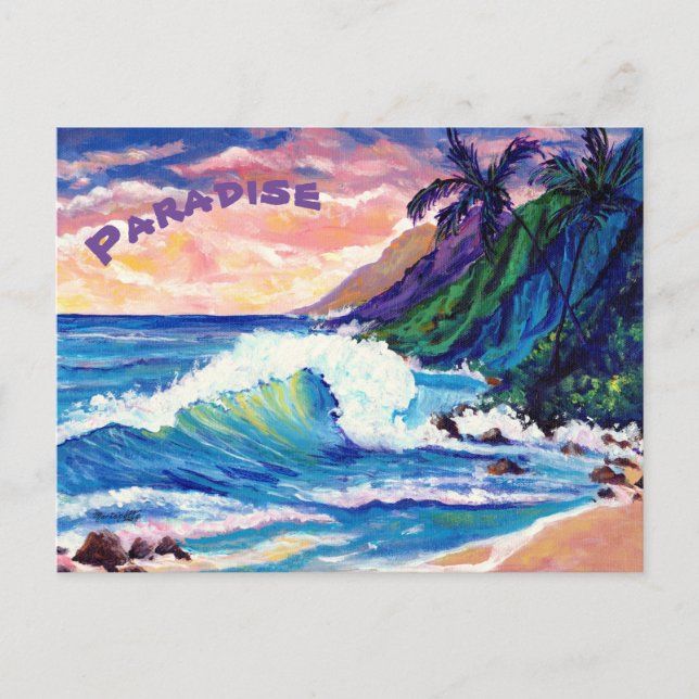 Carte Postale Paradise Hawaii Tropical Coloré Mer (Devant)