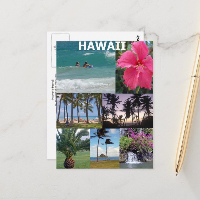 Carte postale paradisiaque Hawaii (Devant/Arrière en situation)