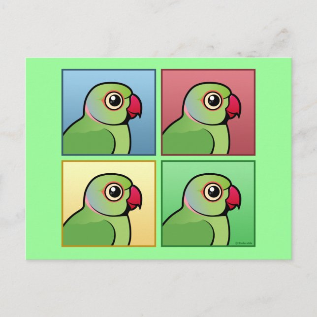 Carte Postale Parakeet à anneau Rose couleur quatre (Devant)