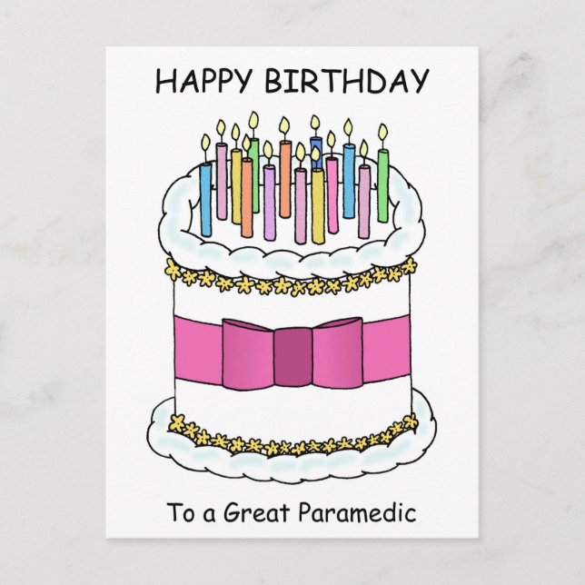 Carte Postale Paramedic Joyeux gâteau de dessin d'anniversaire (Devant)