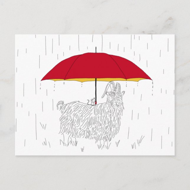 Carte Postale Parapluie de souris pour chèvre (Devant)