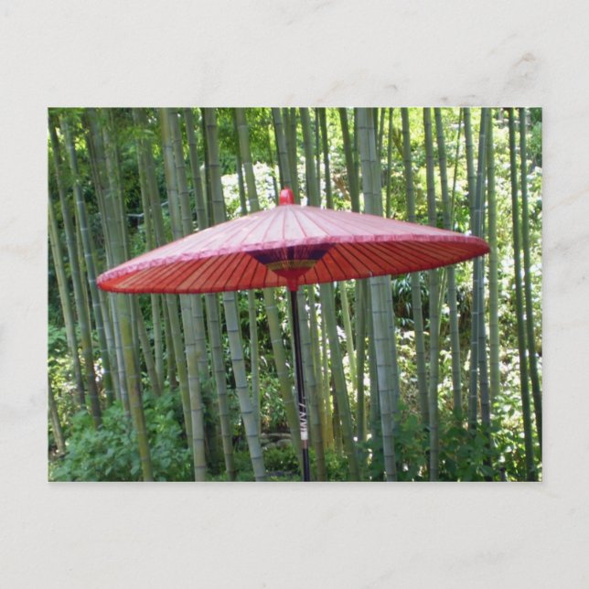 Carte Postale Parapluie japonais au milieu du bambou (Devant)