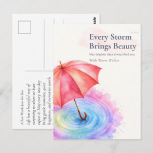 Carte Postale Parapluie pastel Ripples d'eau Art aquarelle