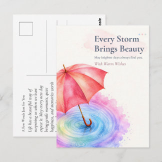 Carte Postale Parapluie pastel Ripples d'eau Art aquarelle