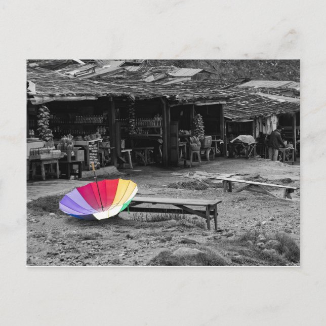 Carte Postale Parapluie sur un marché (Devant)