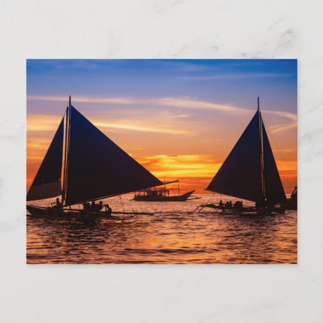 Carte Postale Paraw Navigation Au Coucher Du Soleil |Phillipine (Devant)