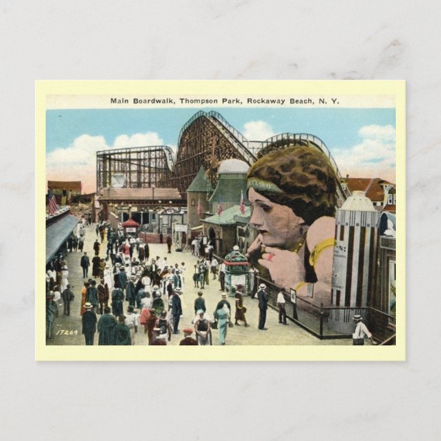 Carte Postale Parc d'attractions, Roackway Beach, New York Vinta (Devant)
