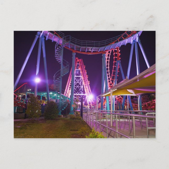 Carte Postale parc d'attractions roller dessous de verre (Devant)