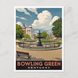 Carte Postale Parc de Bowling Green Kentucky avec fontaine Art
