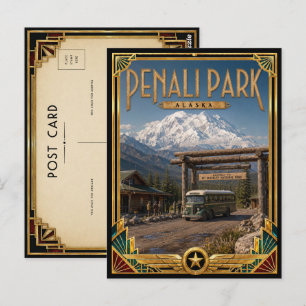 Carte Postale Parc Denali Alaska Art Déco Vintage Âge d'Or