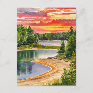 Carte Postale Parc d'état de l'île Presque Peinture aquarelle