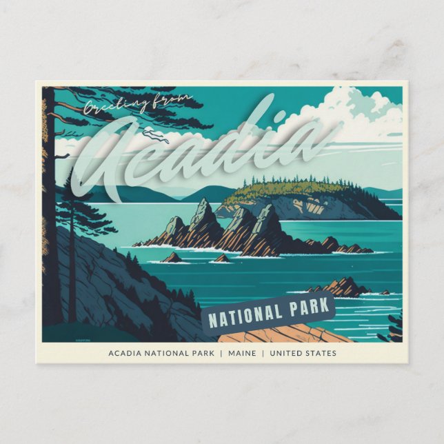 Carte Postale Parc national Acadia, Maine, États-Unis (Devant)