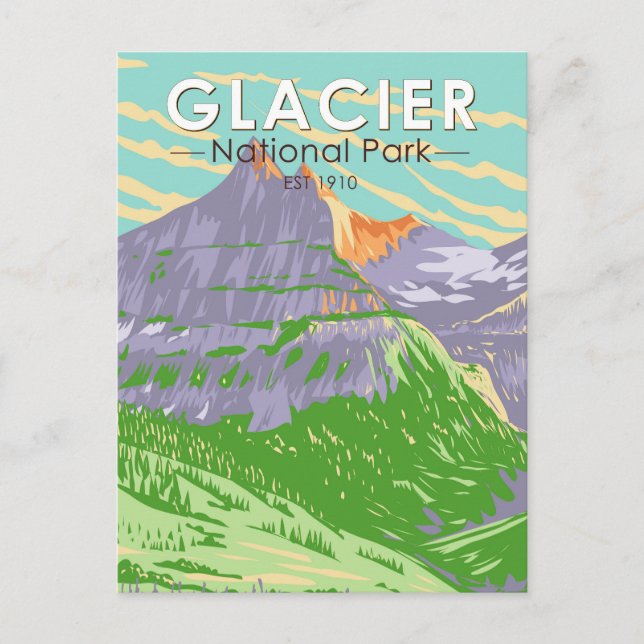 Carte Postale Parc national de Glacier au printemps Montana Vint (Devant)