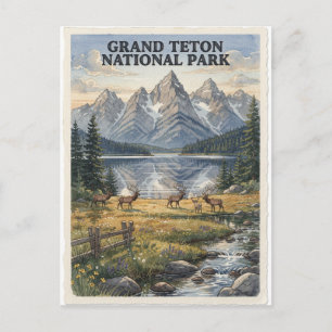 Carte Postale Parc national de Grand Teton Wyoming Aquarelle