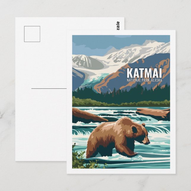 Carte Postale Parc national de Katmai Alaska USA (Devant / Derrière)