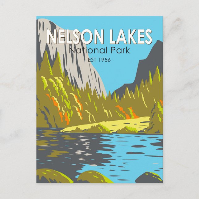 Carte Postale Parc national de Nelson Lakes Nouvelle-Zélande Vin (Devant)