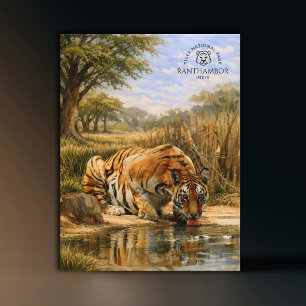 Carte Postale  Parc national de Ranthambor Tigre Inde   Aquarell