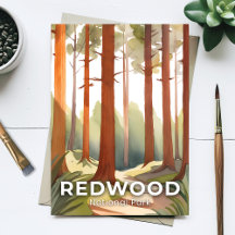 Parc national de Redwood | Arbres à l'aquarelle