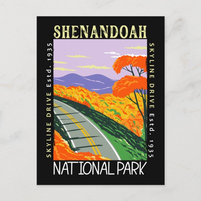 Carte Postale Parc national de Shenandoah Skyline Drive en détre (Devant)