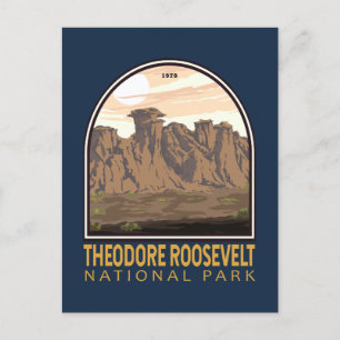 Carte Postale Parc national de Theodore Roosevelt Emblem Vintage